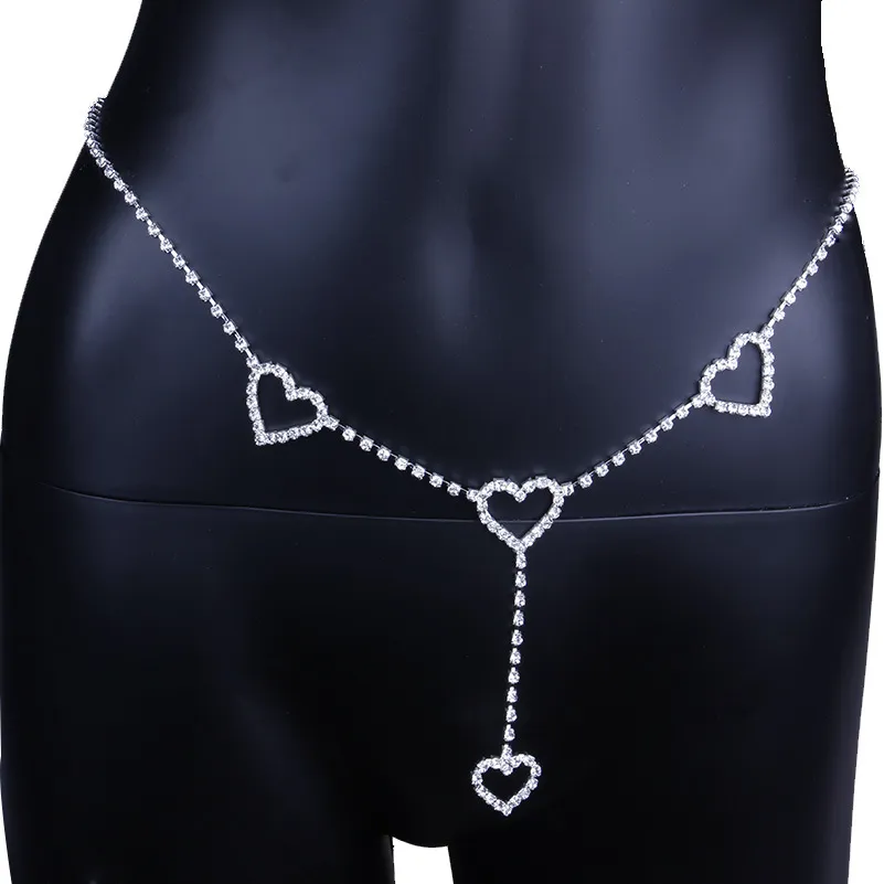 Sexy Body Jewelry Rhinestone Tennis Waist Chain for Women Beach Charm Bikini Belly Chain Butterfly Heart Waist Chain Belt