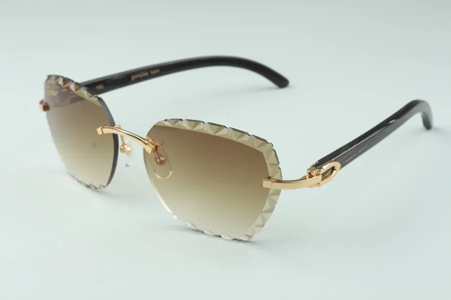 Direct s nieuwste mode high-end snijlens zonnebrillen 3524019 natuurlijke zwarte buffelhoornstokken glazen maat 58-18-140 mm2200