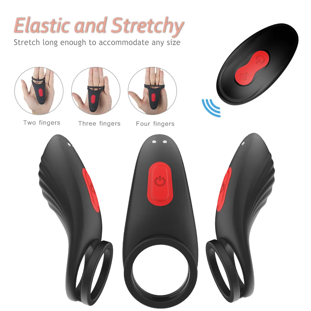 PHANXY Cock Ring Mâle Vibrer Pénis Cockring Vibrateur Clitoris Stimuler Retarder L'éjaculation Sex Toy Pour Couple Hommes Adulte Produit CX200722