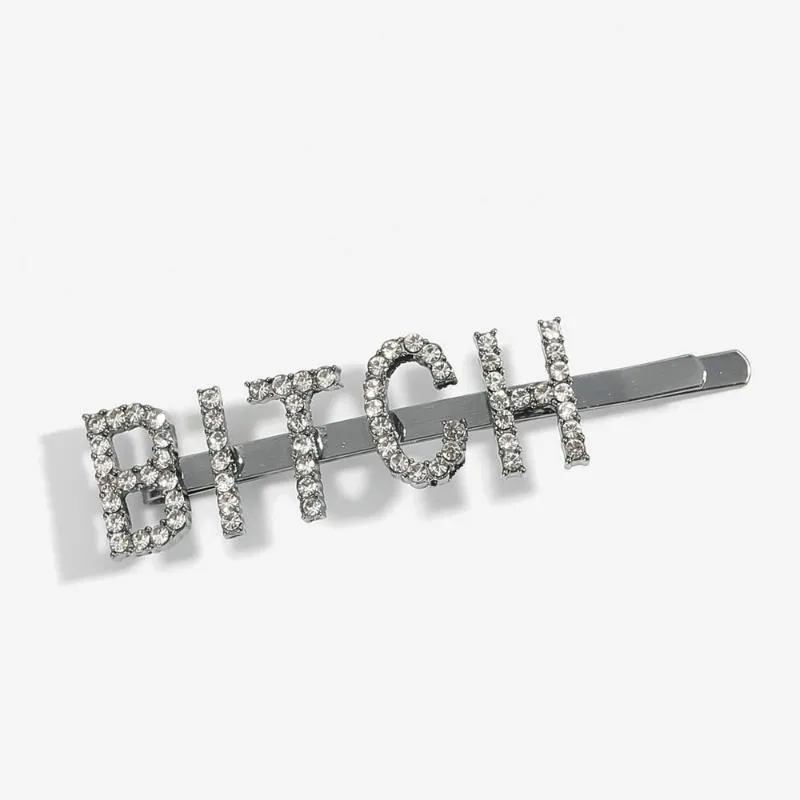 Chic word Hairpins Bobby pins Rhinestones paved gun-black name hair clips girls Crystal Bling Bridal Styling Tool Barrette308s