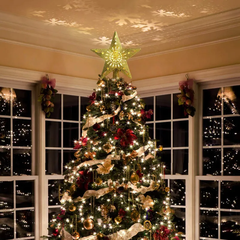 Lumière de Noël LED Veilleuse Météore Étoile À Cinq Branches Lampe Cime D'arbre Décor EU USA UK Plug 220 V Pour L'éclairage D'ambiance De Noël 264W