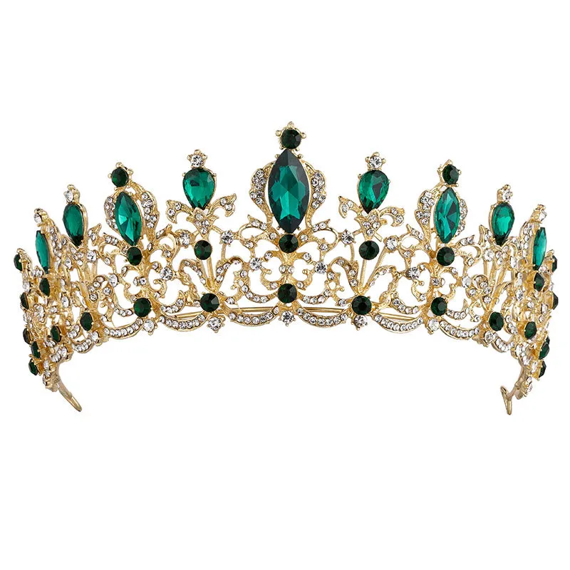 KMVEXO Red Black Crystal Tiara Bridal Crown for Wedding Bride Gold Rhinestone Crowns Akcesoria do włosów na głowę Y200727242U