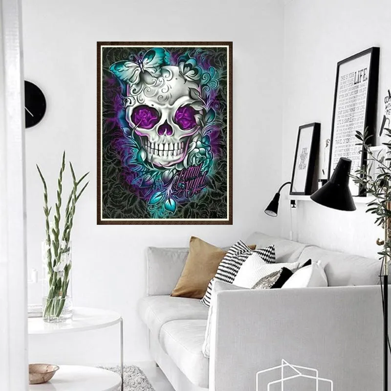 Pittura diamante rotondo pieno Cartoon cranio 5D fai da te diamante ricamo mosaico paesaggio arte kit decorazione della casa regalo2057328