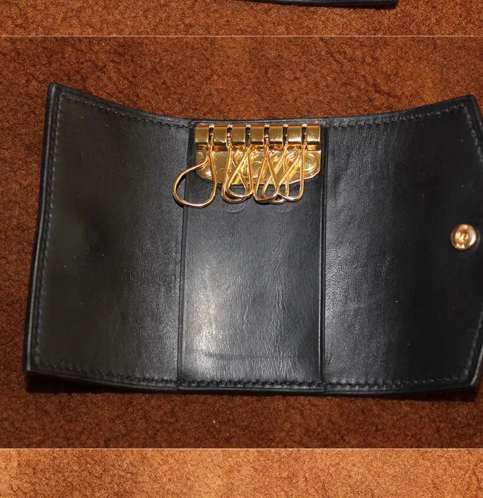 Nyckel plånböcker Key Håll som säljer 6 nyckelhållare Top Qualiy Coated Canvas Real Leather Foding Fashion Wallet Leverans238n