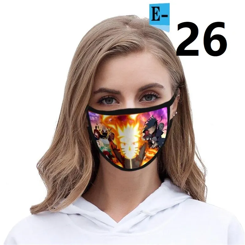 Naruto Black Anime Fabric Mask Resation Maschere durevoli maschere Giappone anime anime anti -inquinamento Earloops Maschera di stoffa nera5638263