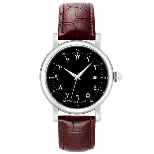 Montre arabe pour hommes, grand boîtier, automatique, à remontage automatique, chiffres arabes, cadran, cadran, mouvement mécanique automatique, 247r