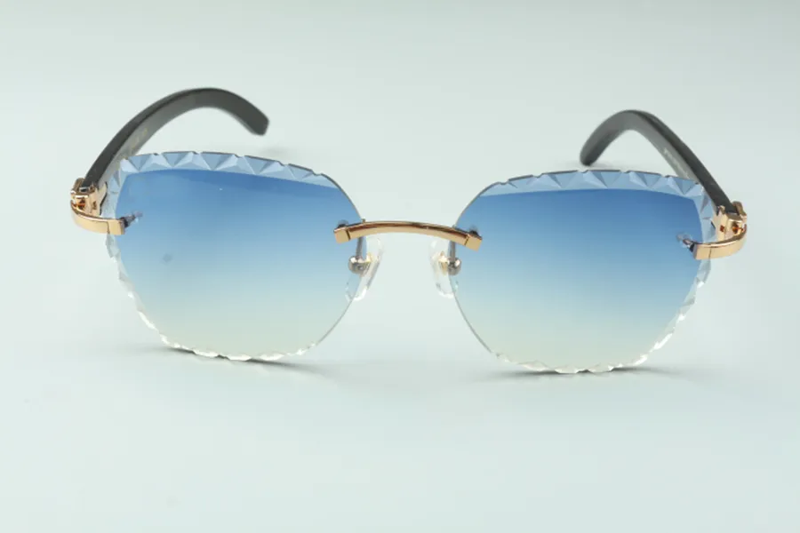 Óculos de sol com lentes de corte high-end da moda direta 3524019 óculos de chifre de búfalo preto natural tamanho 58-18-140mm282S
