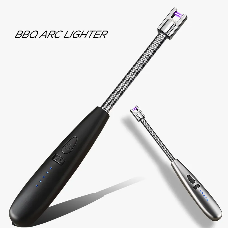 Puls båge lättare elektrisk vindtät bbq -tändare USB -laddningsbar metallslangkök matlagning2465303