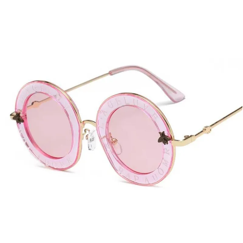 2020 Produits Bee Designer Luxury Femmes Sunglasses Pink Fashion Round Lettre Round Match Vintage Retro Metal Frame Sunglasses Women9687007