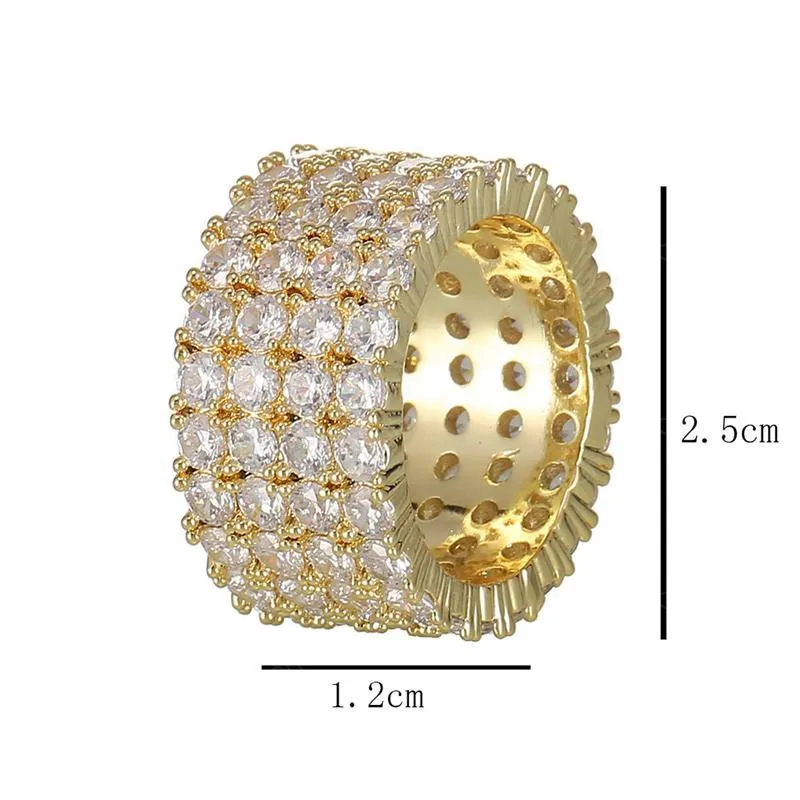 Hip Hop Mens Jewelry Rings Fashion Gold Plated Iced Out Full CZ Diamond Tennis Ring Bling Cubic Zircon Love Ring Wedding219j