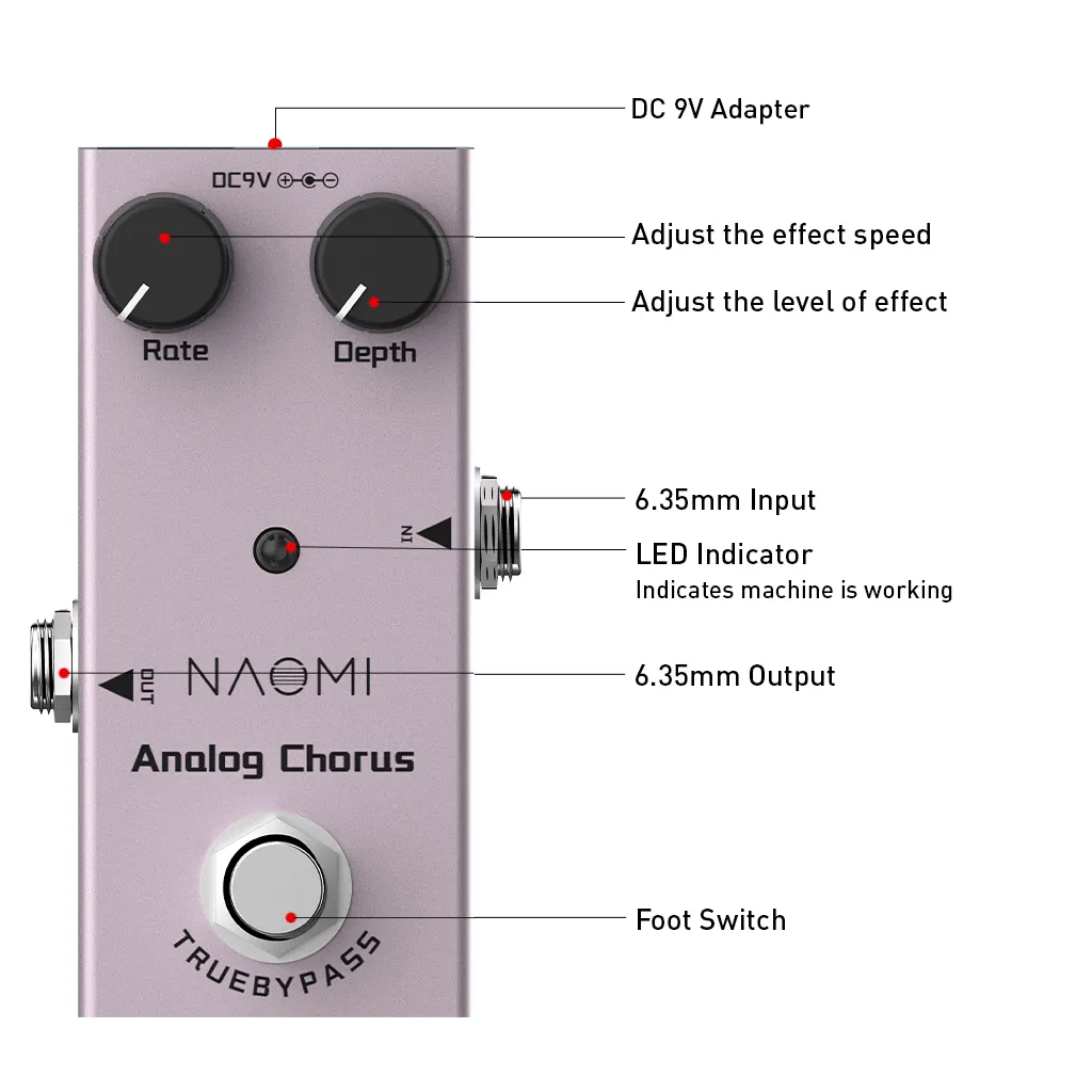 나오미 아날로그 코러스 일렉트릭 기타 효과 페달 아날로그 코러스 진정한 바이 패스 알루미늄 합금 바디 22238899