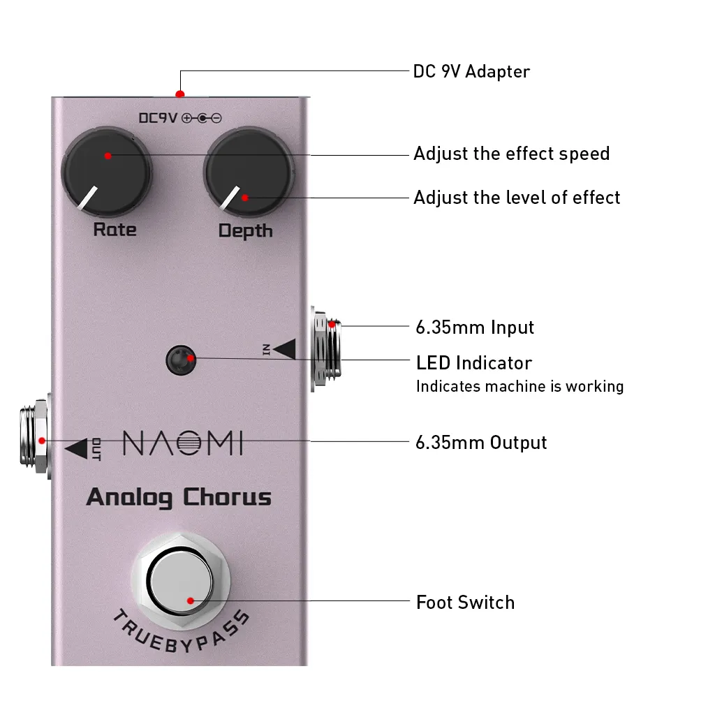 NAOMI – pédale d'effet de guitare électrique, chorale analogique, True Bypass, corps en alliage d'aluminium, 2238899