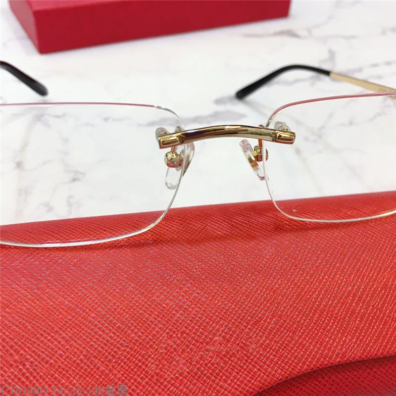 デザイナーの眼鏡フレームメンズレディースメンレポードシェイプリムレス光学フレーム最高品質のクエアブランドデザイナー処方メガネ232Q