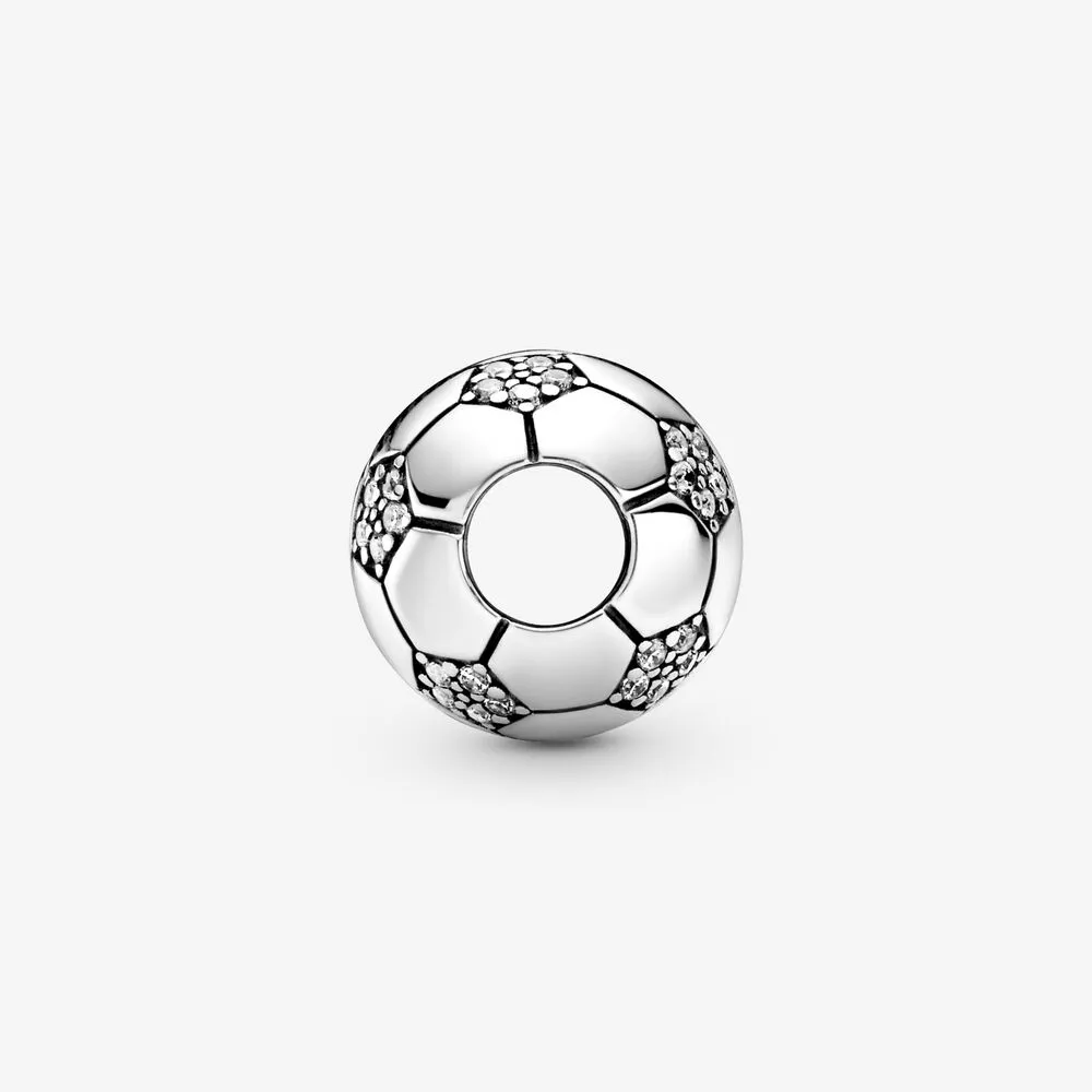 100% 925 Sterling Silver Sparkling Soccer Charms Fit Original European Charm Armband Women Wedding Engagement Jewelry Acc241G