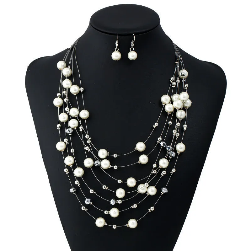 Echte Zoetwater Meerlaagse Parel Vrouw Mode Natuurlijke Choker Ketting Meisjes Sieraden Witte Bruids Huwelijkscadeau E02 J190722260L