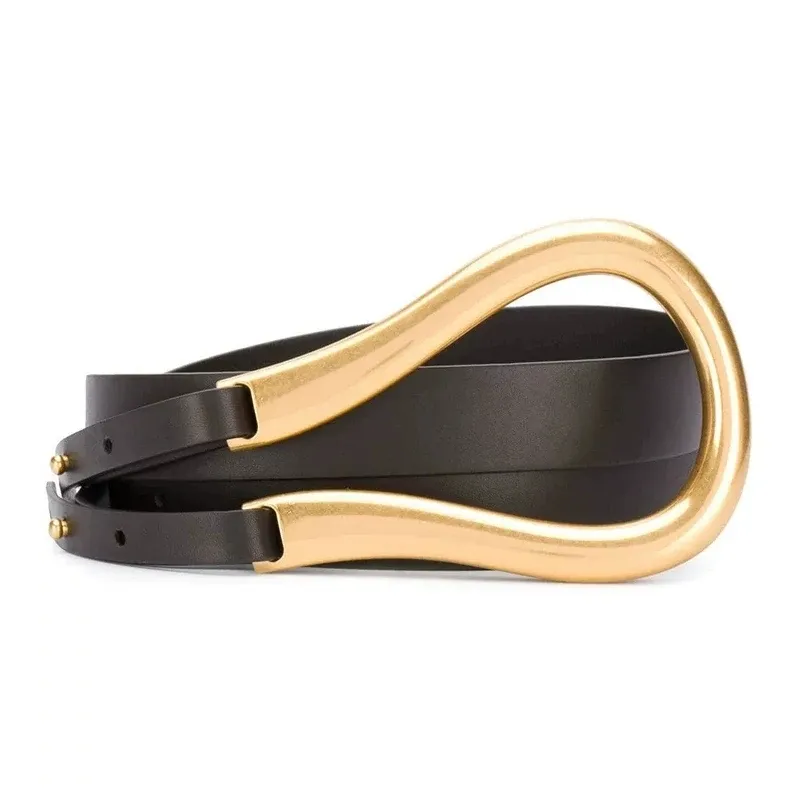 Nouvelle mode doux Faux cuir ceintures femmes grande boucle en alliage mince Double couche ceintures chemise nouée ceinture longue taille ceintures 2020215S