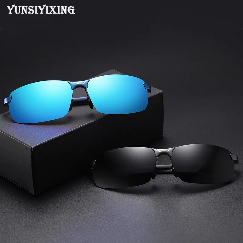 Yunsiyixing gafas de sol de aluminio y magnesio lentes polarizadas para caballero gafas clásicas UV400 conducción al aire libre Flash YS65153362