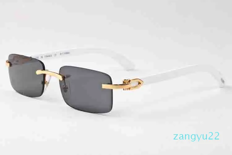 Gafas de sol de moda completa Marco de metal dorado Lente transparente Gafas de sol de madera Gafas para hombre Gafas de sol sin montura de cuerno de búfalo con Bo269e