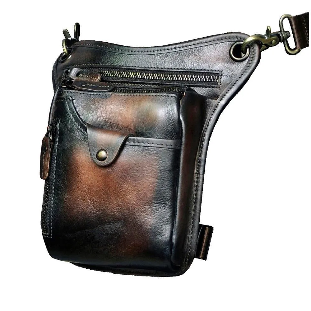 Uomini veri veri in pelle design casual messenger trasversale imbracatura intagliatura in cintura pacco gambe gambe gambe tasch