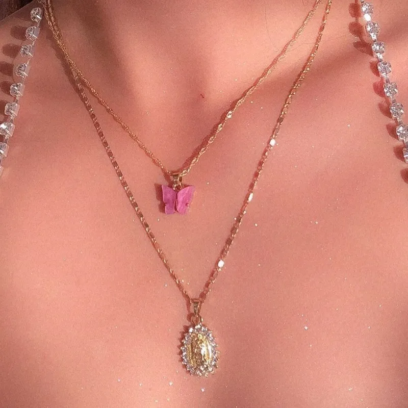 Mayforest Moda Girocollo Collane Ragazze Moda Rosa Oro Collana con pendente a farfalla le donne Elegante dolce regalo di gioielli 2020 Wh4415700