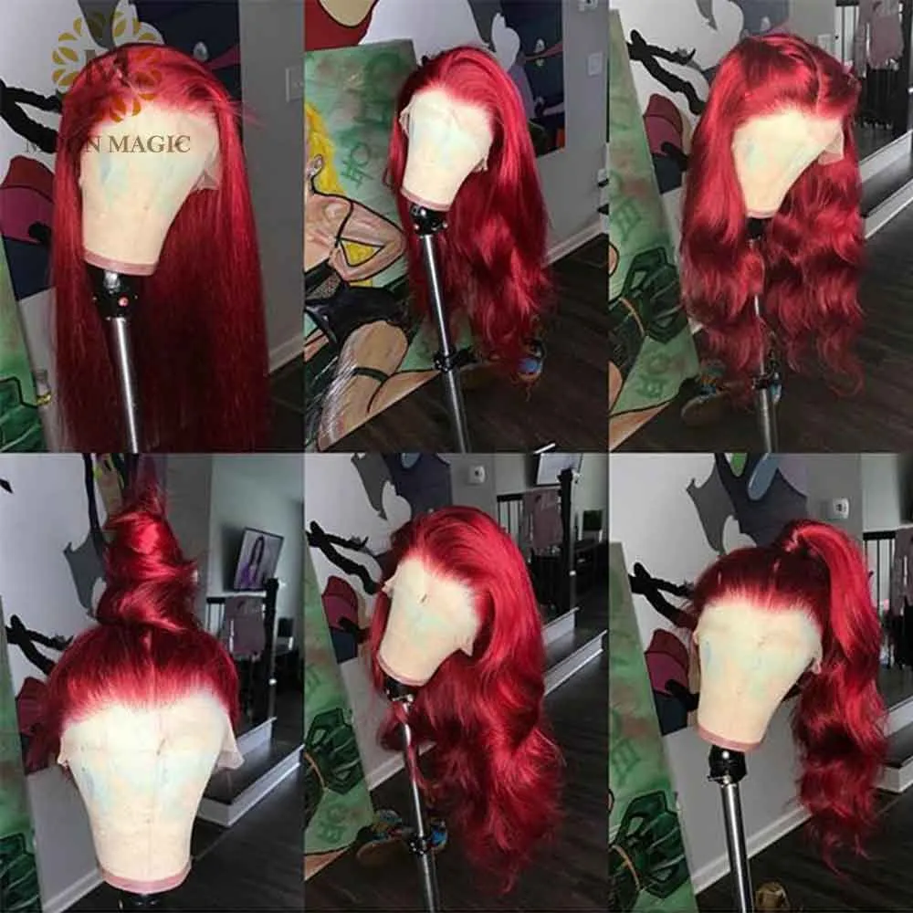 Red Lace Front Human Hair Wigs Red Human Hair Wig 99J 360 Lace Frontal Wig Pre Plucked Full Lace Human Hair Wigs Colored1227053