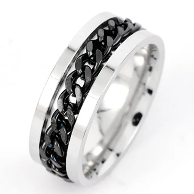 Uomini in acciaio titanio anelli d'argento anelli a catena rotabile amanti coppia bnd anello uomo donna film di gioielleria festa all'ingrosso