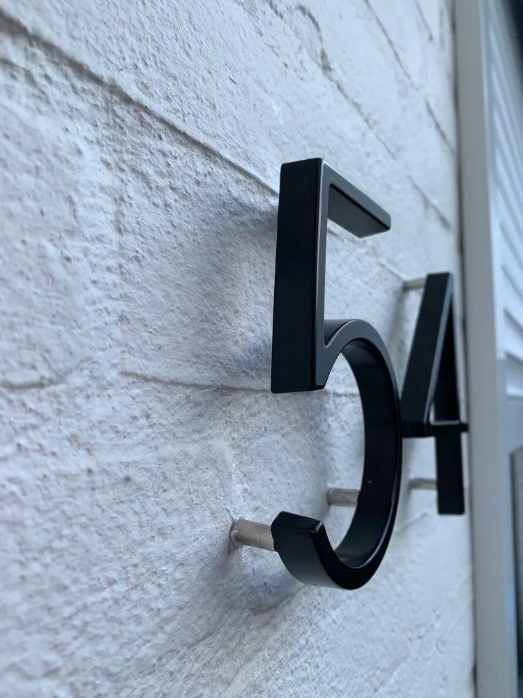 125mm letras flutuantes de números de casa, grande e moderno alfabeto de porta, decoração ao ar livre, 5 em números pretos, placa de endereço, sinal de barra 255j