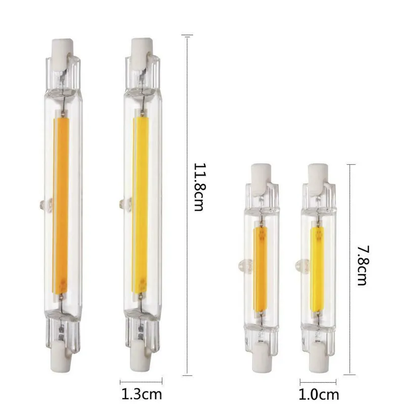 R7S Dimmable светодиодная лампа Cob Glass Tube 78 мм 6 Вт 118 мм 10 Вт заменить галогенную лампу 100 Вт теплый холодный белый кукурузный пятно светильника AC110V 220V303T