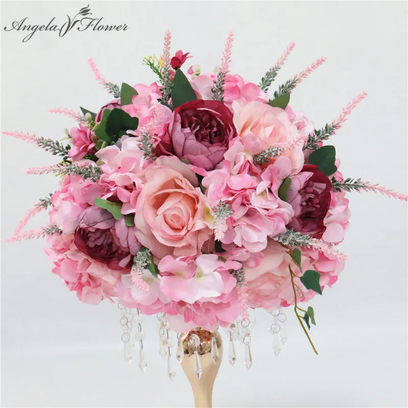 Flores decorativas grinaldas personalizadas 35 45cm flor artificial bola suporte roxo lavanda peças centrais arranjo decoração casamento ar311c