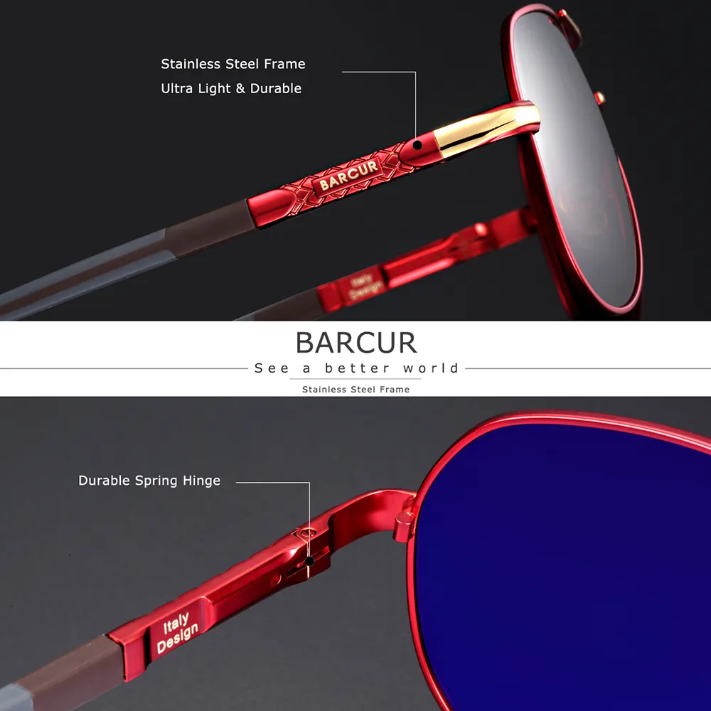 BARCUR Original Men Sunglasses Polarized Driver glasses Polaroid Sun glasses Male Pilot Eyewear2809