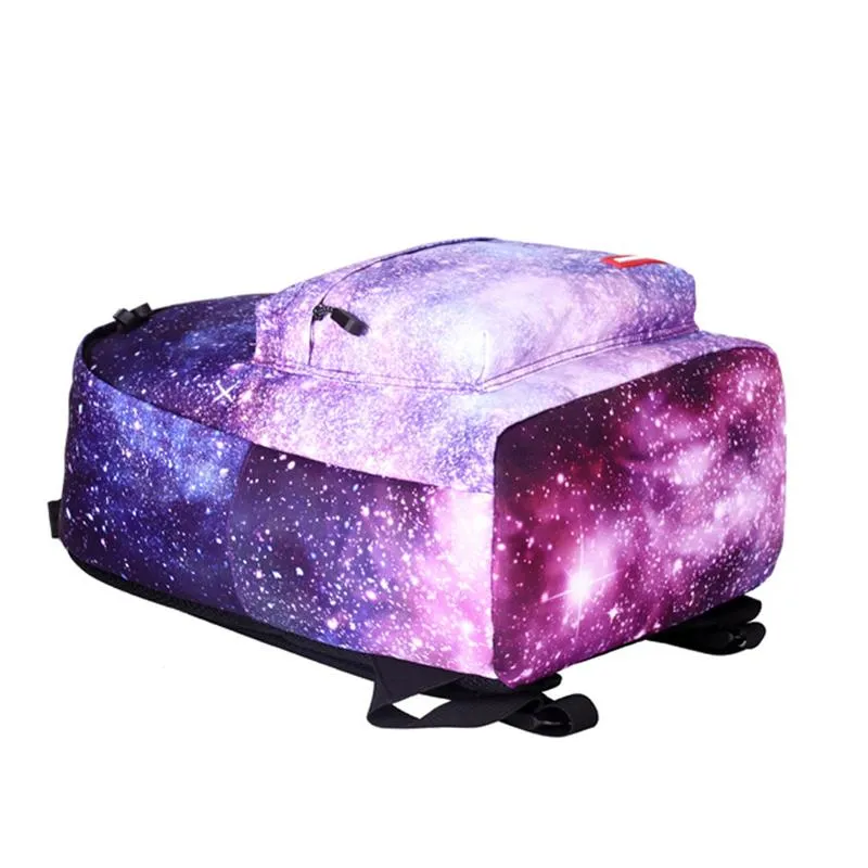 Bolsas escolares para adolescentes Space Galaxy Printing Black Fashion Star T727 Universo Backpack Women234f