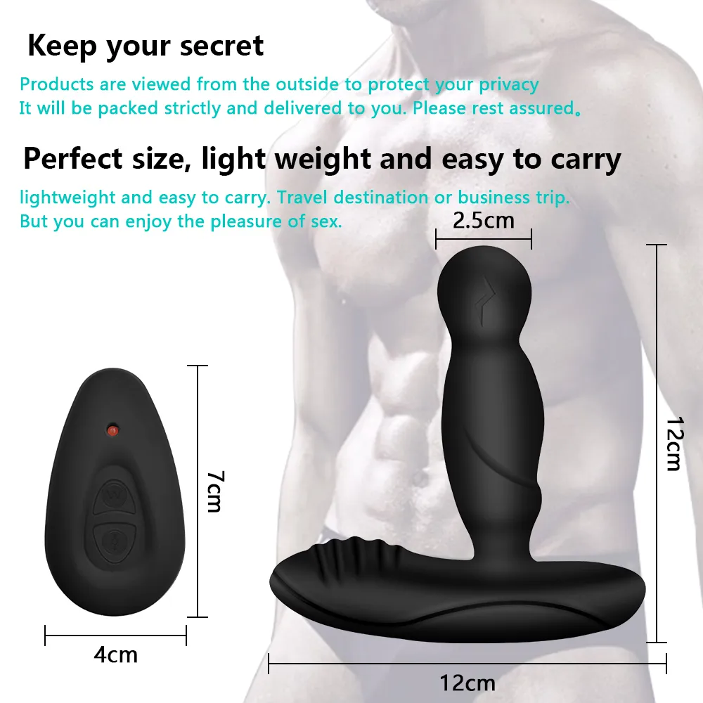 360 Rotera uppvärmningsvibrator Butt Plug Prostate Massage Dubbelmotorer Anal Toys For Men Remote Control Sex Products* MX200422