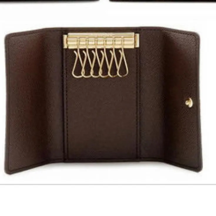 Nyckel plånböcker Key Håll som säljer 6 nyckelhållare Top Qualiy Coated Canvas Real Leather Foding Fashion Wallet Leverans238n