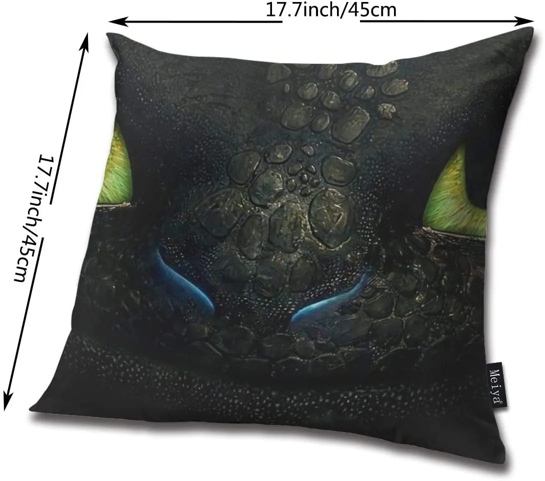 BLUETOP How To Train Your Dragon Face Pillow Cover 18 x 18 Inch Winter Holiday Farmhouse cotton Cushion Case Decoration for Sofa 294F