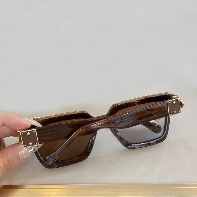 Erkekler için milyoner güneş gözlüğü mavi mermer kare çerçeve 96006 güneş gözlükleri erkek moda güneş gözlüğü ile box301i