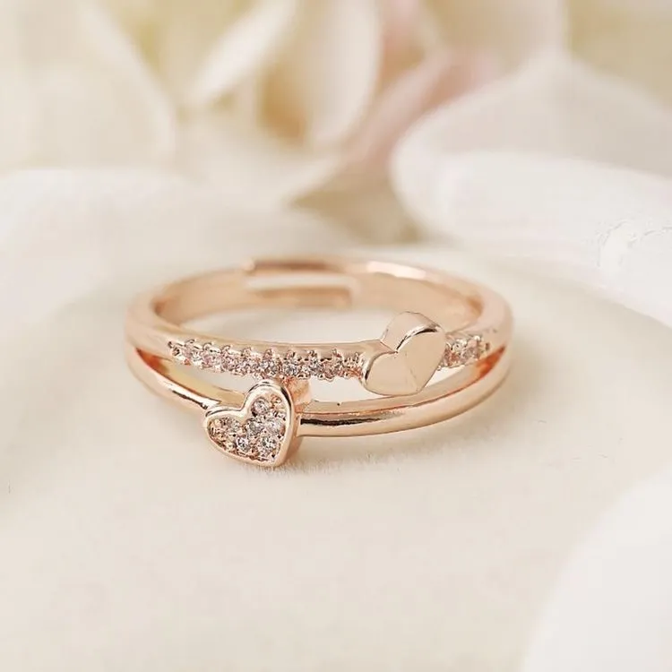 Sanjie Herz-zu-Herz-Ring im koreanischen Stil, herzförmiger Diamantring, weibliches Paar, Ringschmuck98235315897818