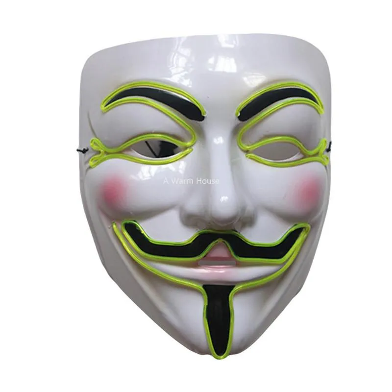 Neon Mask v for Vendetta Mascara LED Guy Fawkes Masque Masquerade Masks Party Mascara Halloween Glowing Masker Light Maska Scary2934