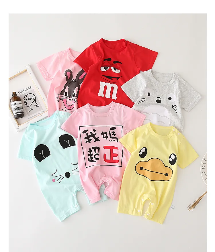Günstige Baumwolle Baby Strampler Kurzarm Kleidung Ein Stück Sommer Kleinkind Kleinkind Mädchen Und Jungen Overalls Giraffe