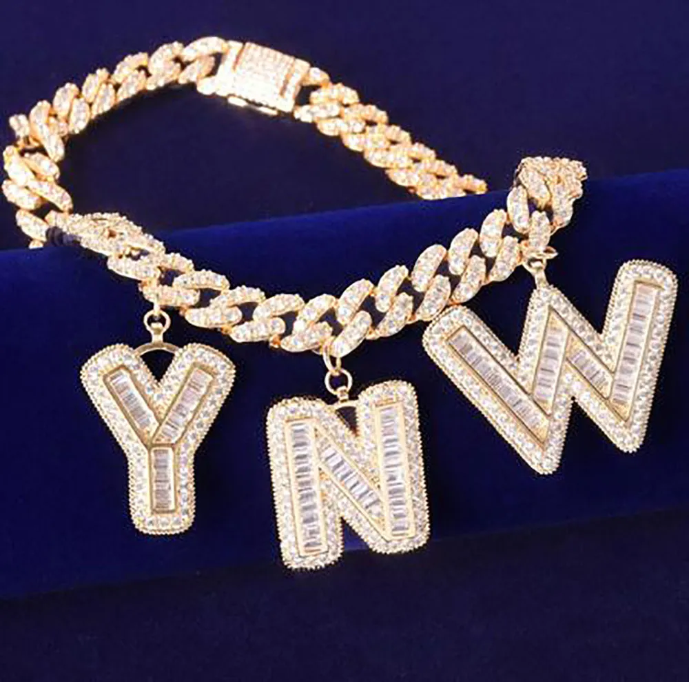 Имя названия багет буквы браслеты шеслет 10 мм кубинские цепные ожерелья ожерели