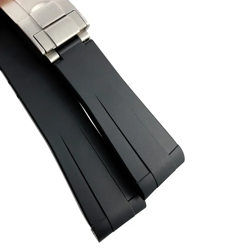 20mm 21mm gummi silikonklockband för roll GMT Sub Black Green Blue Strap Steel Folding Spänne Colorful Watch Armband Tools M223V