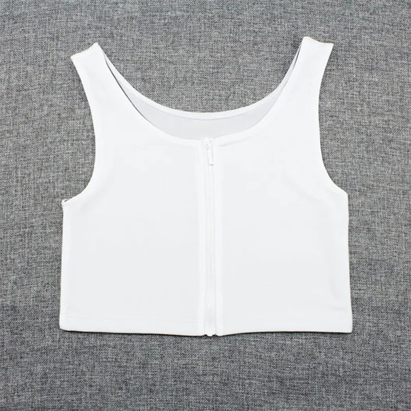 Bröstbindning Väst Tomboy Lesbisk Slim Corset Bra Undershirt Plattar Breast Shapers Casual Comfort Zipper Short Tops Y200710