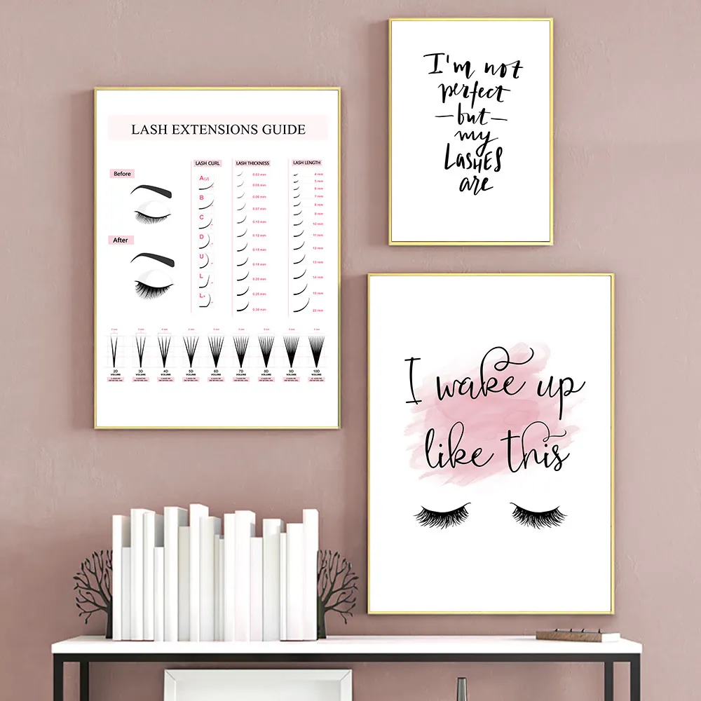 Wimper Extensions Gids Poster Make-up Posters En Prints Wimper Canvas Schilderij Quotes Wall Art Print Foto Slaapkamer Home Decor5116859