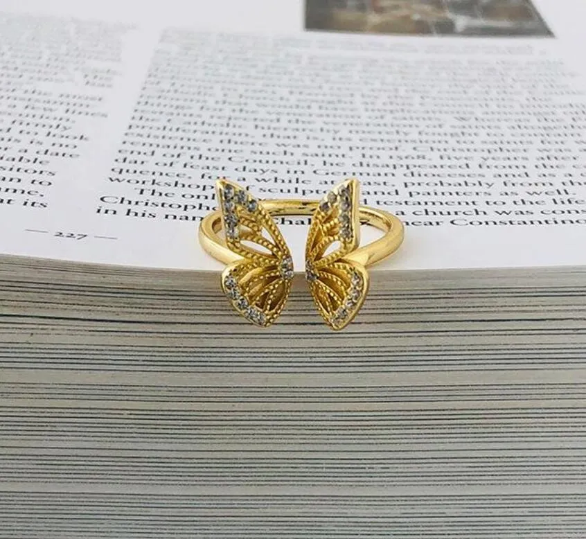 925 prata esterlina borboleta branco birthstone cz anel expansível aberto anéis ajustáveis para mulheres moda jóias289u