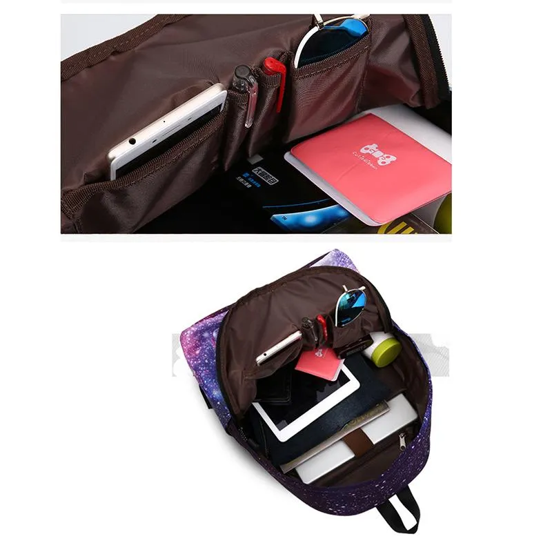 Школьные сумки для девочек-подростков с принтом космической галактики, черные, модные, со звездами, 4 цвета, T727, женский рюкзак Universe307k