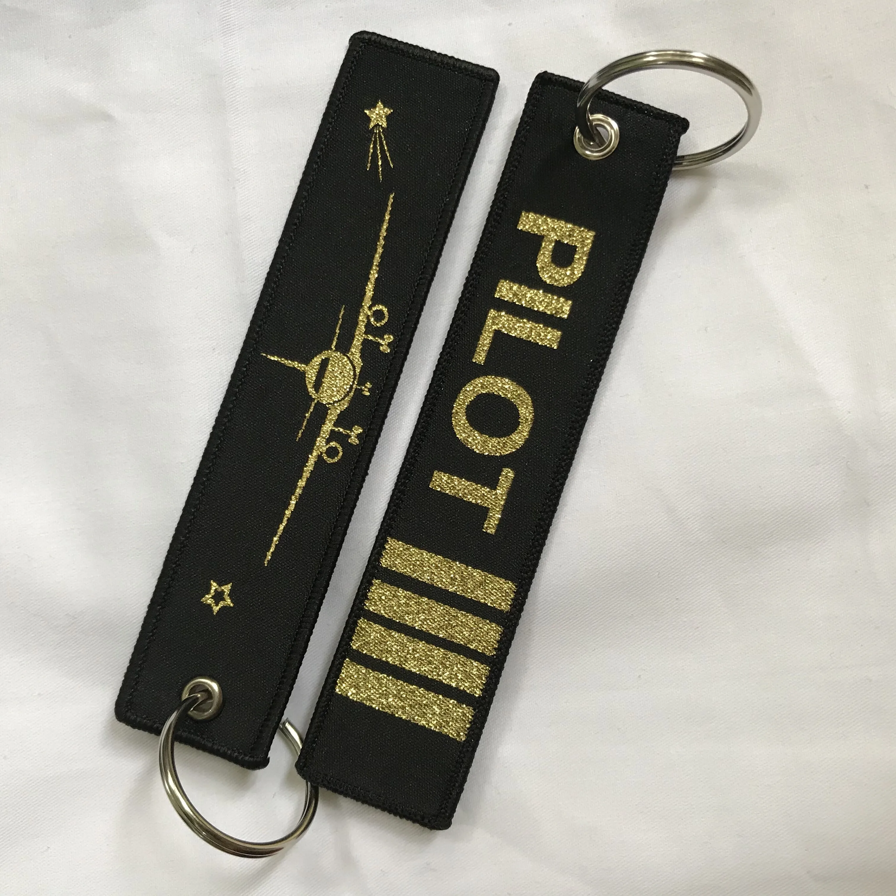 전체 파일럿 키 체인 Porte 비행 승무원 파일럿 선물 Clef Aviation Key Chain Shinning Gold Color Woven Keyring Tags LOT286E