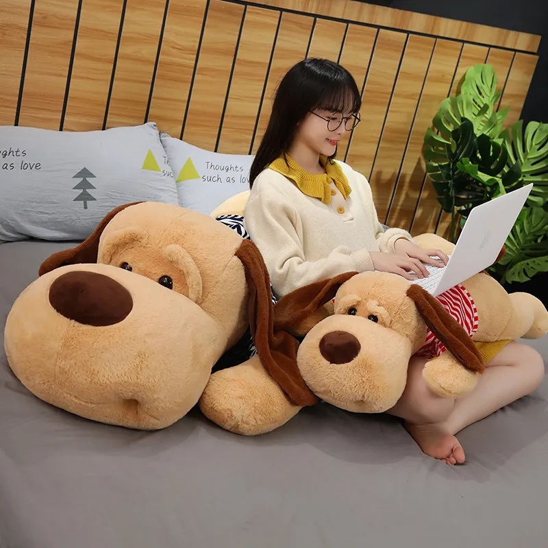 7090 cm Giant Rozmiar miękki leżący pies pluszowe zabawki Plezyn zwierząt sleep Sleep Dolls dla dzieci urodziny urodziny Prezenty M4374082