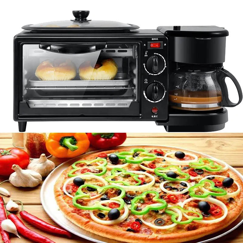 Commerciële Huishoudelijke Elektrische 3 in 1 Ontbijt Making Machine Multifunctionele Mini Drip Koffiezetapparaat Brood Pizza Vven koekenpan Toa267r