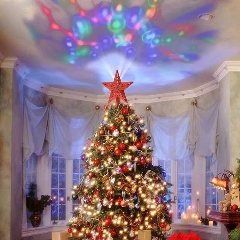 クリスマスライトLEDナイトライトメテオ5ポイントの星ランプツリートッパー装飾EU USA UKプラグ220Vクリスマス雰囲気照明187S