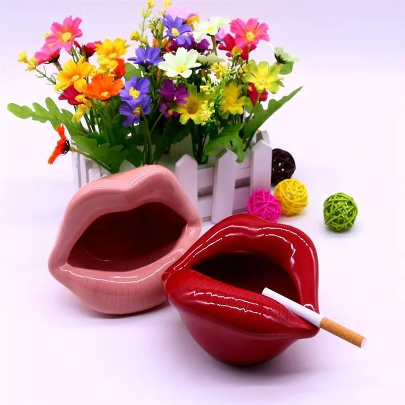 Luoem Lip Mouth Ceramic Cenh Tray Novelty Cigarette Cendret Horse Pink Pink T2007212507096