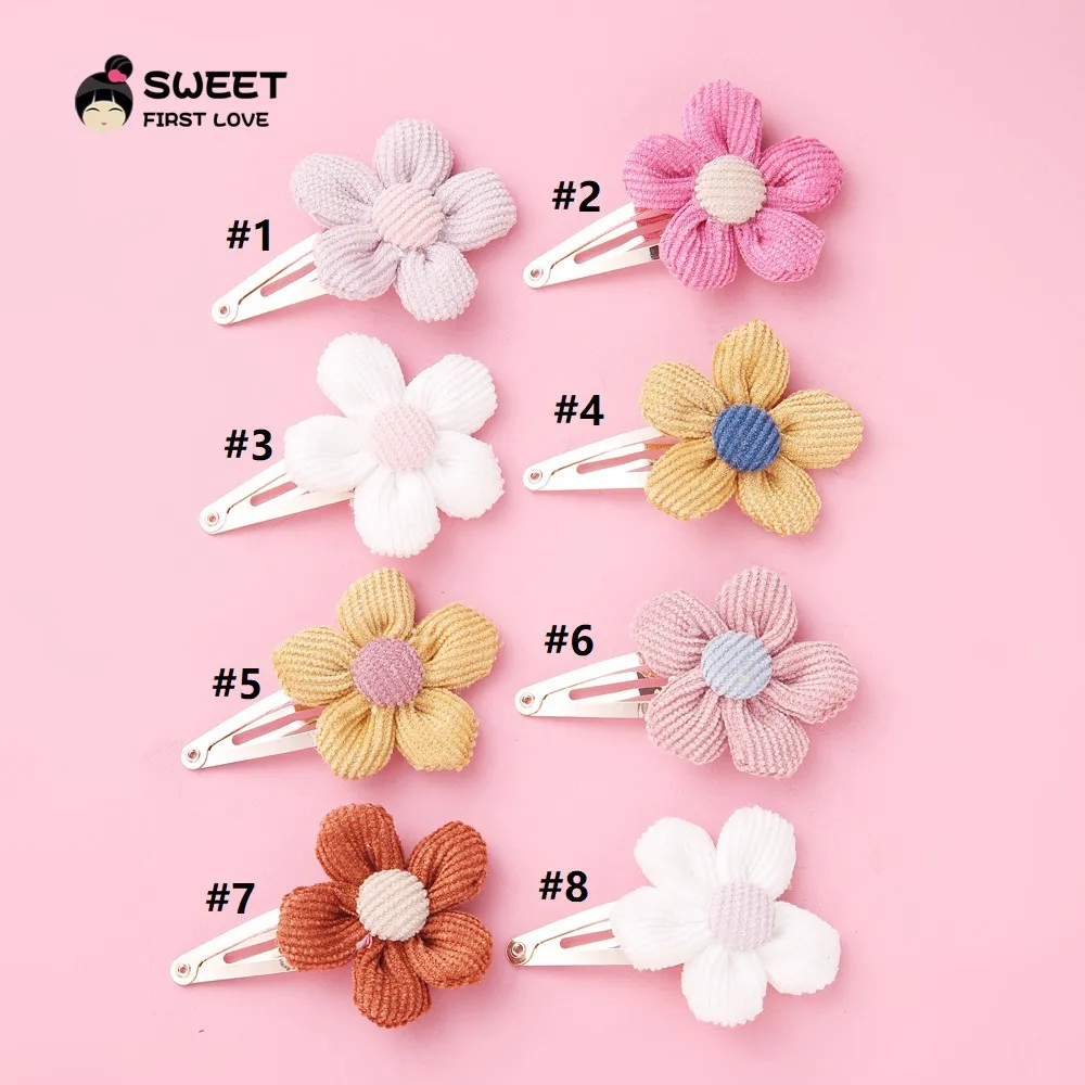 Doux enfants filles fleur Barrette mignon INS enfants tournesol cheveux bijoux pince à cheveux 8 couleurs bébé filles fait à la main Colth fleur épingle à cheveux S310